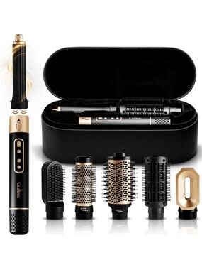 Curlee Obsidian Black 6 in 1 Air Styling Dryer Brush Hair Tool